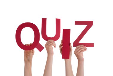 Pek çok kırmızı kelime Quiz tutan elleriyle 