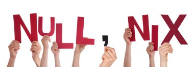 İnsanlar Holding kırmızı Almanca kelime boş Komma Nix hiçbir anlamı yok