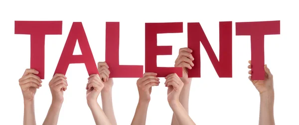 Mnoho lidí ruce červené přímé slovo Talent — Stock fotografie