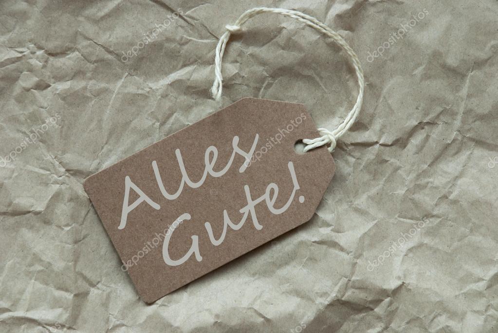 베이지색 레이블 Alles Gute 의미 최고의 소원 종이 배경 — 스톡 사진 © Nelosa 70185185