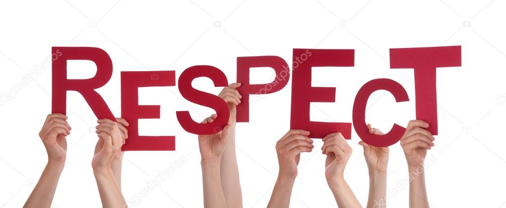 Many People Hands Holding Red Word Respect