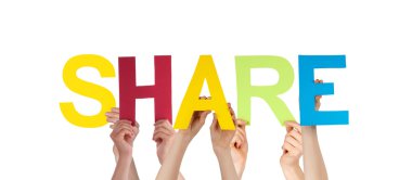 Düz renkli tutan elleriyle paylaşım kelime