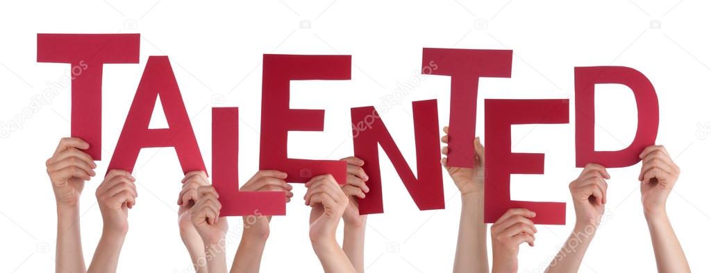 Many People Hands Holding Red Word Talented — Stock Photo © Nelosa ...