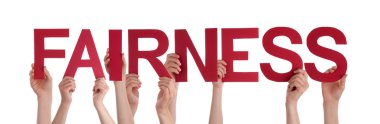 Kırmızı düz Word adalet tutan elleriyle