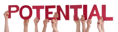 People Hands Holding Red Straight Word Potential 