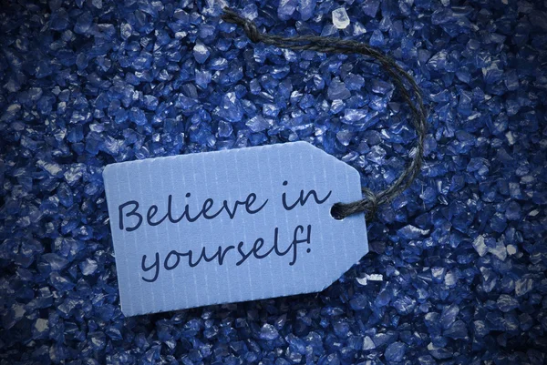 Purple Stones With Label Believe In Yourself — Stockfoto