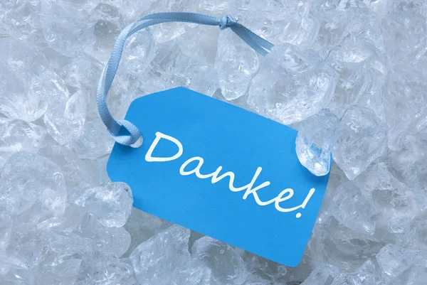 Label On Ice With  Danke Means Thank You — Stock Photo, Image