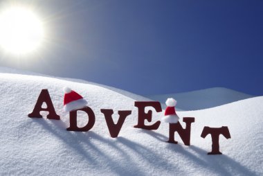Advent kötü Noel zaman kar Santa şapka mavi gökyüzü