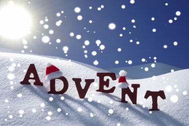 Advent Noel zaman kar tanesi şapka gökyüzü demek