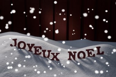 Joyeux Noel Means Merry Christmas With Snowflakes