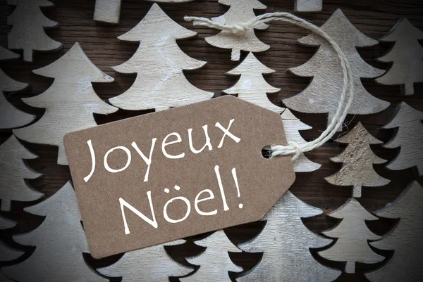 Brown Label With Joyeux Noel Means Merry Christmas — Stok fotoğraf