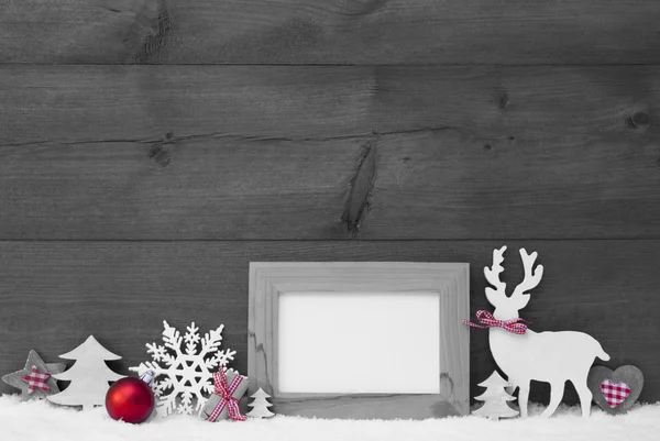 Zwart-wit Kerstmis decoratie sneeuw Frame — Stockfoto