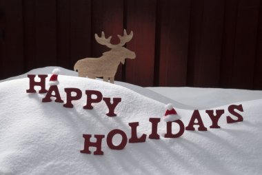 Happy Holidays Snow Moose Santa Hat 