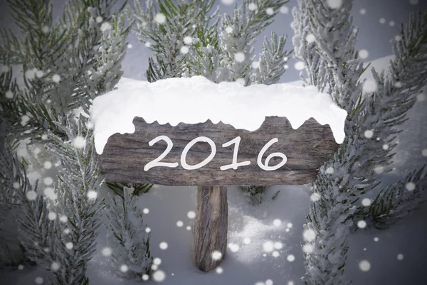 Señal de Navidad Copos de nieve Abeto Texto del árbol 2016 — Foto de Stock