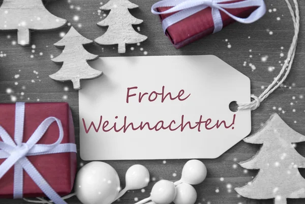 Label Gift Snowflakes Frohe Weihnachten Means Merry Christmas — ストック写真