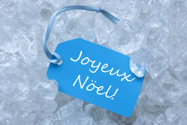 Label On Ice With Joyeux Noel Mean Merry Christmas — Zdjęcie stockowe
