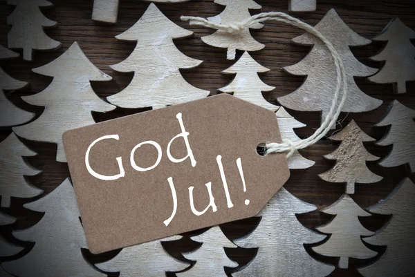 Brown Label With God Jul Means Merry Christmas — Zdjęcie stockowe