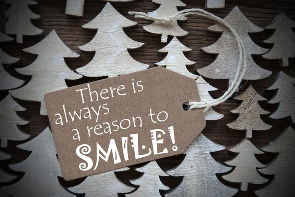 Brown Christmas Label With Always Reason To Smile — Stock Photo, Image