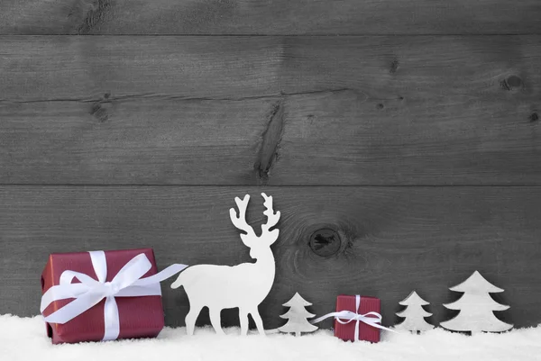 Black And White Christmas Background Snow Red Gift