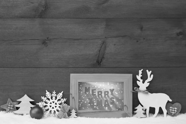 Black And White Christmas Background Snow Frame Merry Xmas — Zdjęcie stockowe