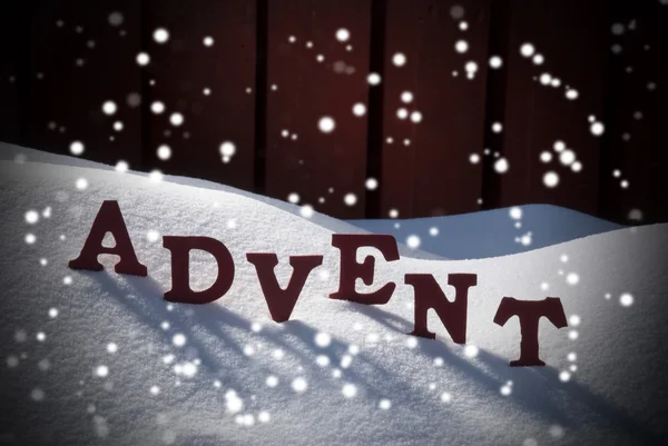 Advent Mean Christmas Time On Snow With Snowflakes — 스톡 사진