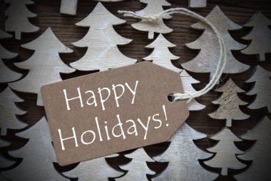 Brown Christmas Label With Happy Holidays
