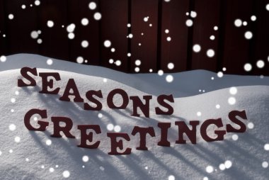 Christmas Word Seasons Greetings Snow Snowflakes