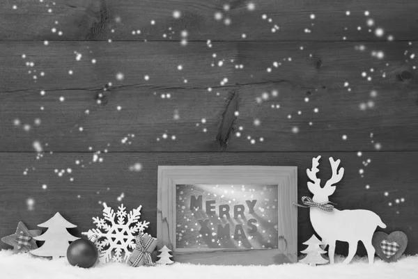 Fondo de Navidad en Blanco y Negro Marco de copos de nieve Feliz Navidad — Foto de Stock