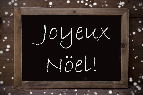 Chalkboard With Joyeux Noel Means Merry Christmas, Snowflakes — Stock Photo, Image