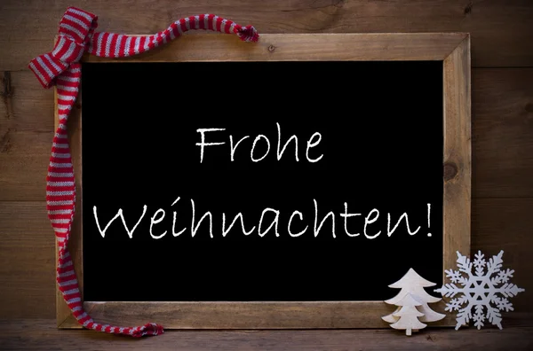 Pizarra con decoración Frohe Weihnachten media Navidad — Foto de Stock