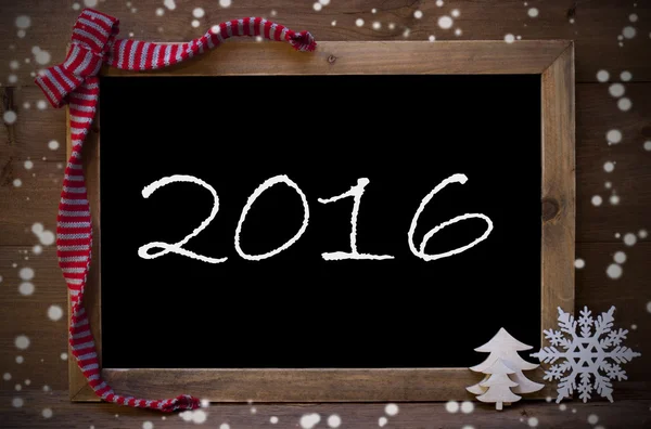 Chalkboard With Christmas Decoration Text 2016, Snowflakes — Stockfoto