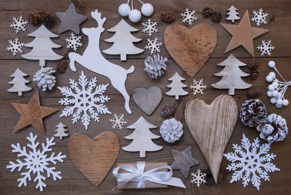 Many Christmas Decoration,Heart,Snowflakes,Tree,Present,Reindeer — Stock fotografie