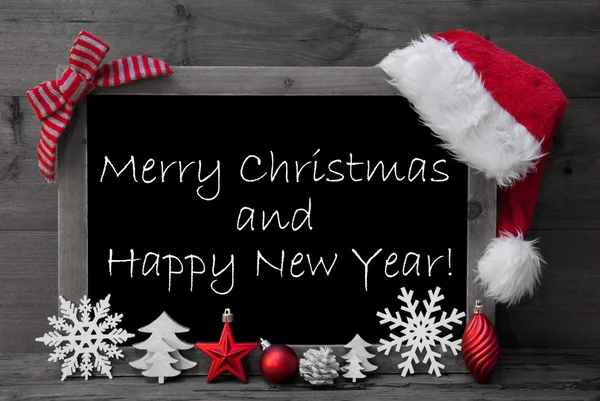 Tábla Santa kalap kellemes karácsonyi ünnepeket és boldog új évet — Stock Fotó