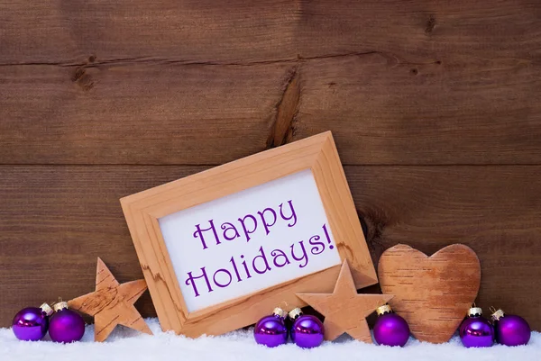 Purple Christmas Decoration Text Happy Holidays — Zdjęcie stockowe