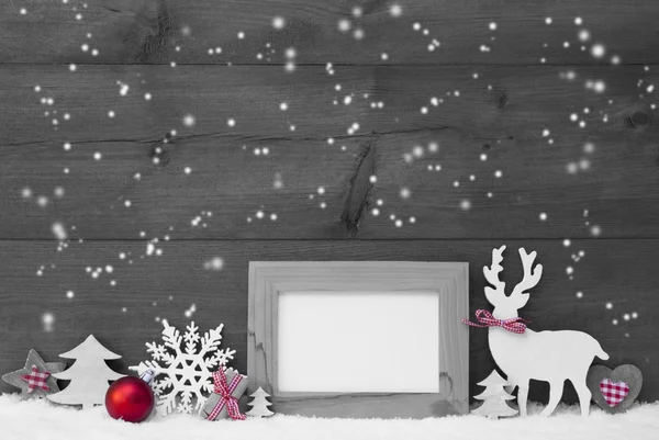 Gray Christmas Decoration Snowflakes Frame — Stock Photo, Image