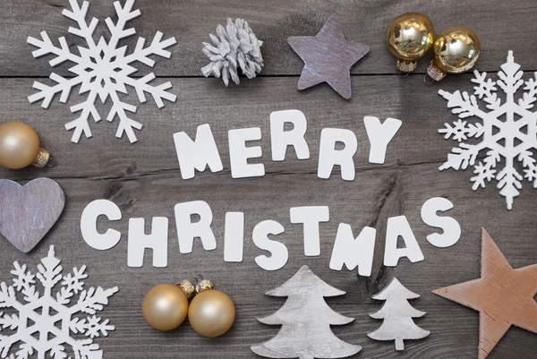 Wooden Background, Merry Christmas, Golden Decoration — Stockfoto