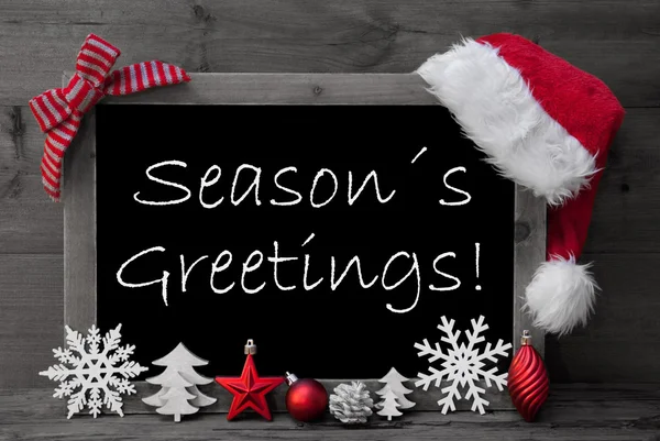 Blackboard Santa Hat Christmas Decoration Seasons Greetings — Stock Fotó