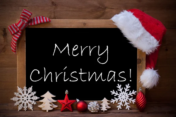 Brown Blackboard Santa Hat Merry Christmas — Φωτογραφία Αρχείου