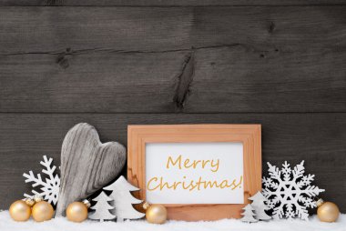 Golden Gray Decoration, Snow, Merry Christmas