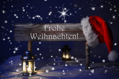 Sign Candlelight Santa Hat Fohe Weihnachten Mean Merry Christmas