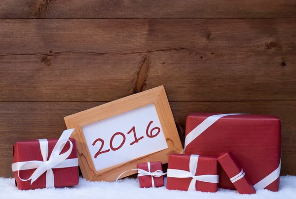 Red Christmas Decoration, Gifts, Snow, 2016 Rechtenvrije Stockfoto's