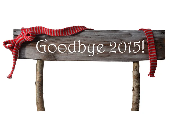 Brown Isolated Christmas Sign Goodbye 2015, Red Ribbon — Stock fotografie