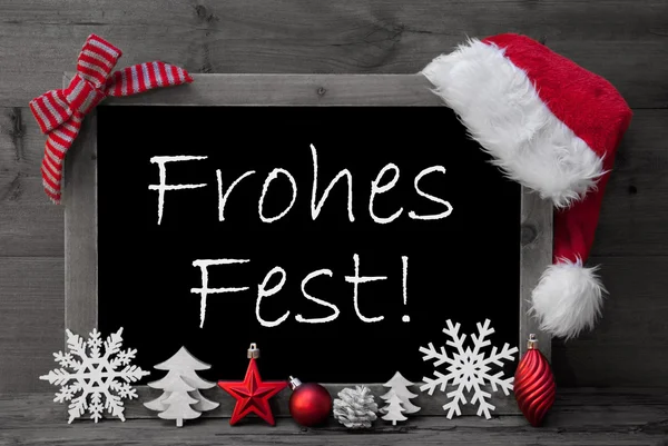 Blackboard Santa Hat Frohes Fest signifie Joyeux Noël — Photo