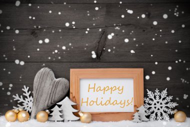Golden Gray Christmas Decoration, Snow,Happy Holidays, Snowflake