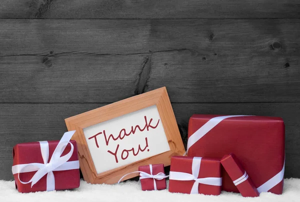 Red Gray Christmas Decoration, Gifts, Snow, Thank You — Φωτογραφία Αρχείου