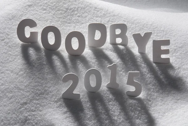 White Christmas Word Goodbye 2015 On Snow — Stock Photo, Image