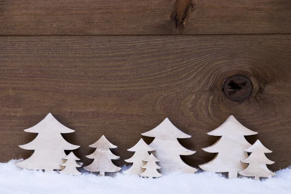 Wooden Christmas Trees On Snow, Copy Space — Φωτογραφία Αρχείου