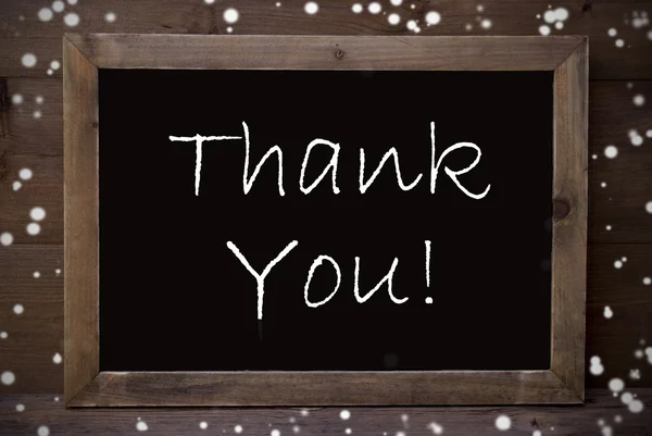 Chalkboard With Thank You, Snowflakes — 图库照片