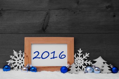 Blue Gray Christmas Decoration, Snow, 2016