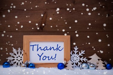 Blue Christmas Decoration, Snow, Thank You, Snowflakes